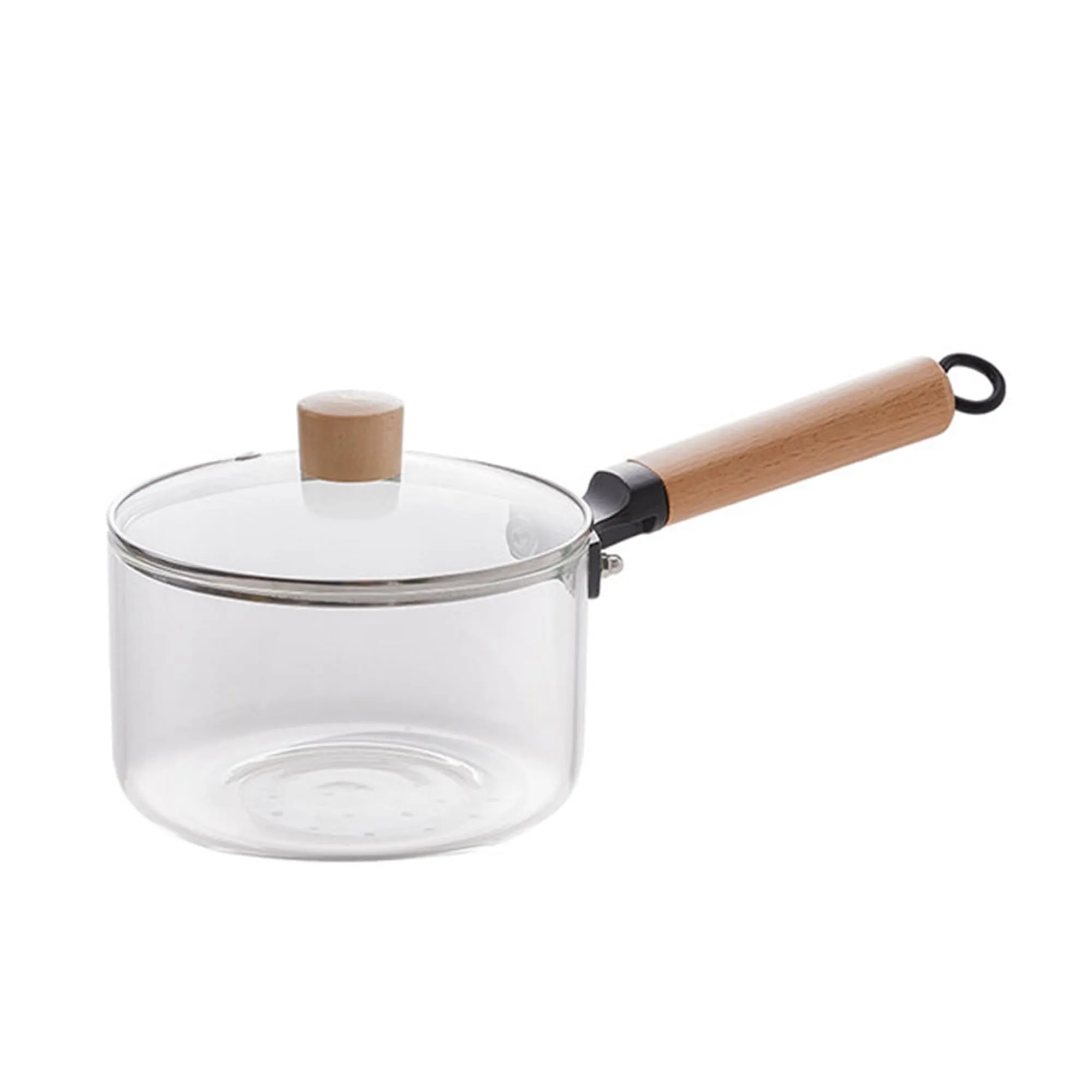 USHA SHRIRAM Borosilicate Sauce Pan with Lid & Handle (1.45L) | Small Milk Tea Pan | Boiling Pan | Patila for Cooking, Boiling | Glass Cookware for Gas Stove | Gift for Housewarming (Clear)