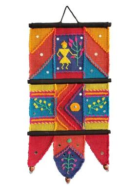 VARUNAVI Handloom Cotton Warli wall Hanging Home Decor Tapestry 22 X 11(Multi Colour)