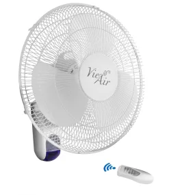 Vie Air 16 Inch 3 Speed Plastic Wall Fan with Remote Control in White