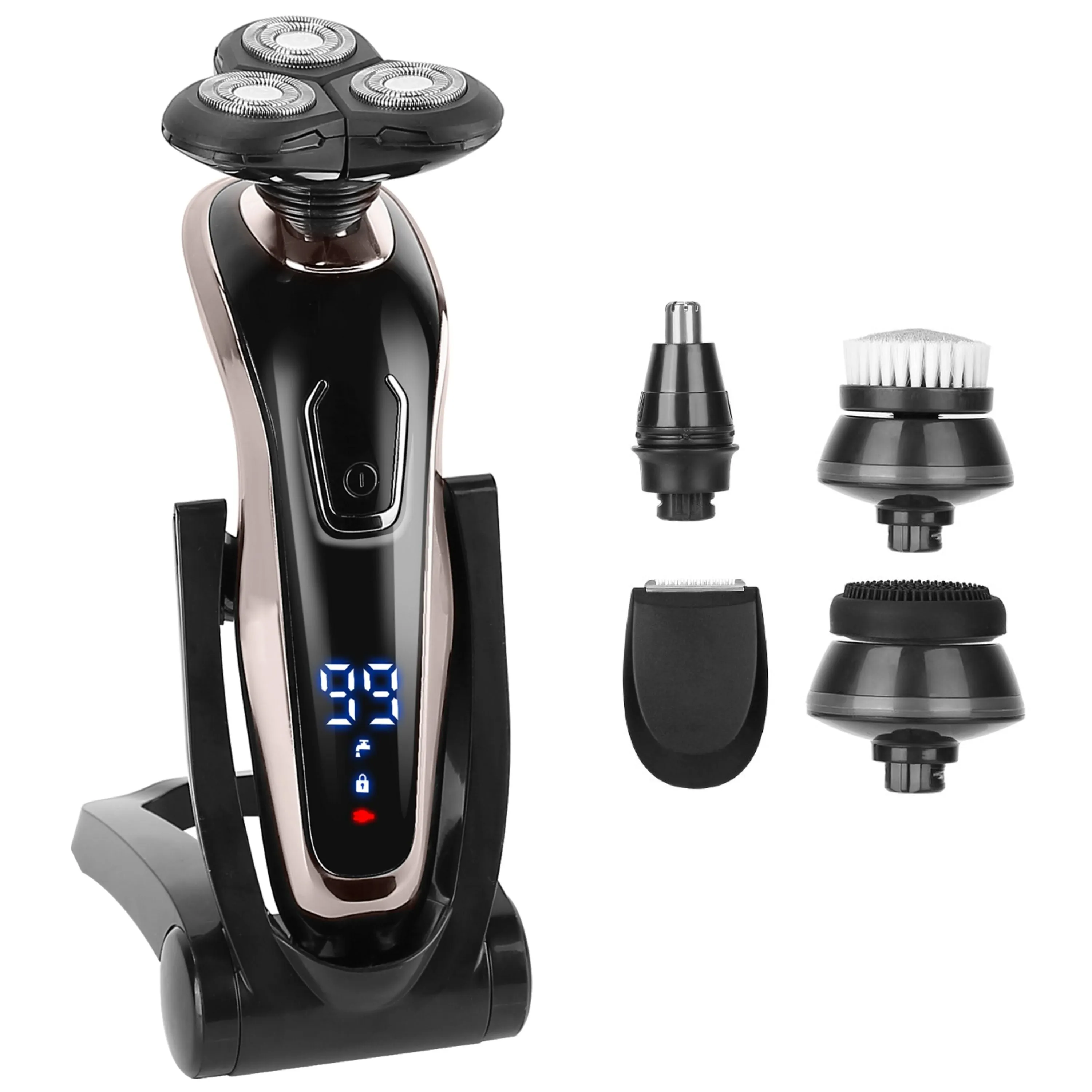 VYSN 5 In 1 Electric Razor Shaver Rechargeable Cordless Head Beard Trimmer Shaver Kit IPX6 Waterproof Dry Wet Grooming Kit