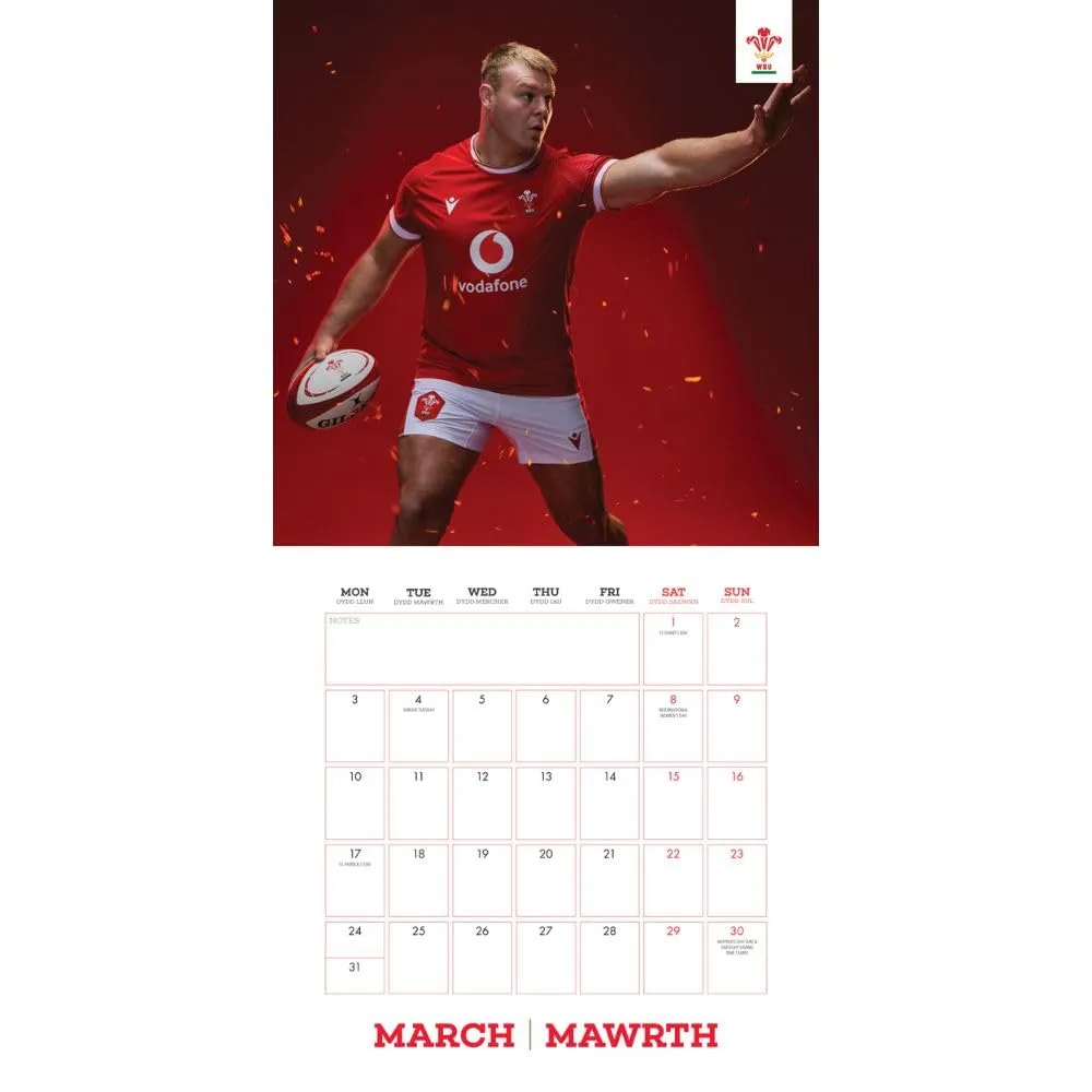 Wales Rugby Union 2025 Square Calendar