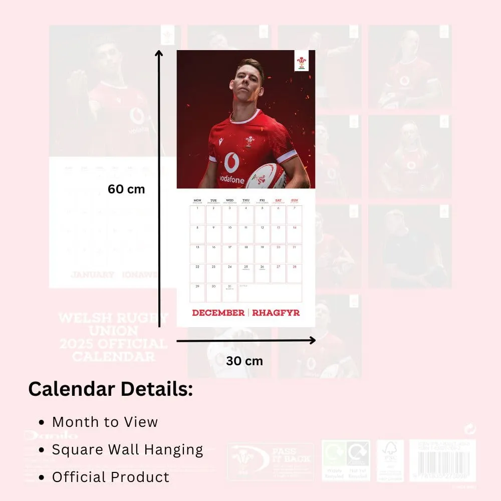 Wales Rugby Union 2025 Square Calendar