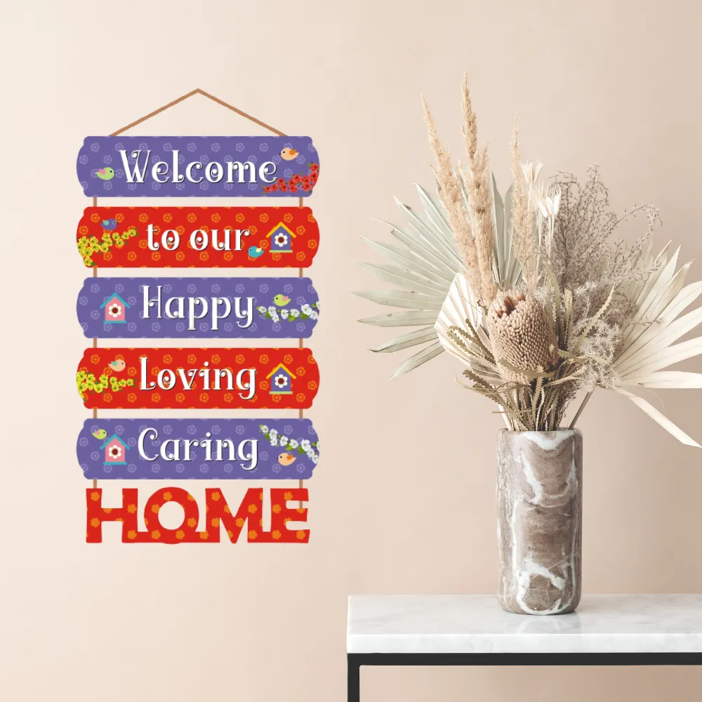 Wall Hangings Welcome Home For Main Door | Wall Decor Quotes for Home Decoration and Gifting (12X24 Inch)Pine Wood Mdf