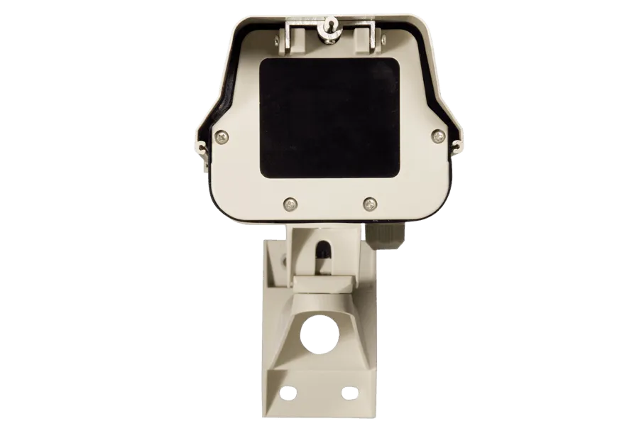 Weatherproof security camera enclosure with heater and blower