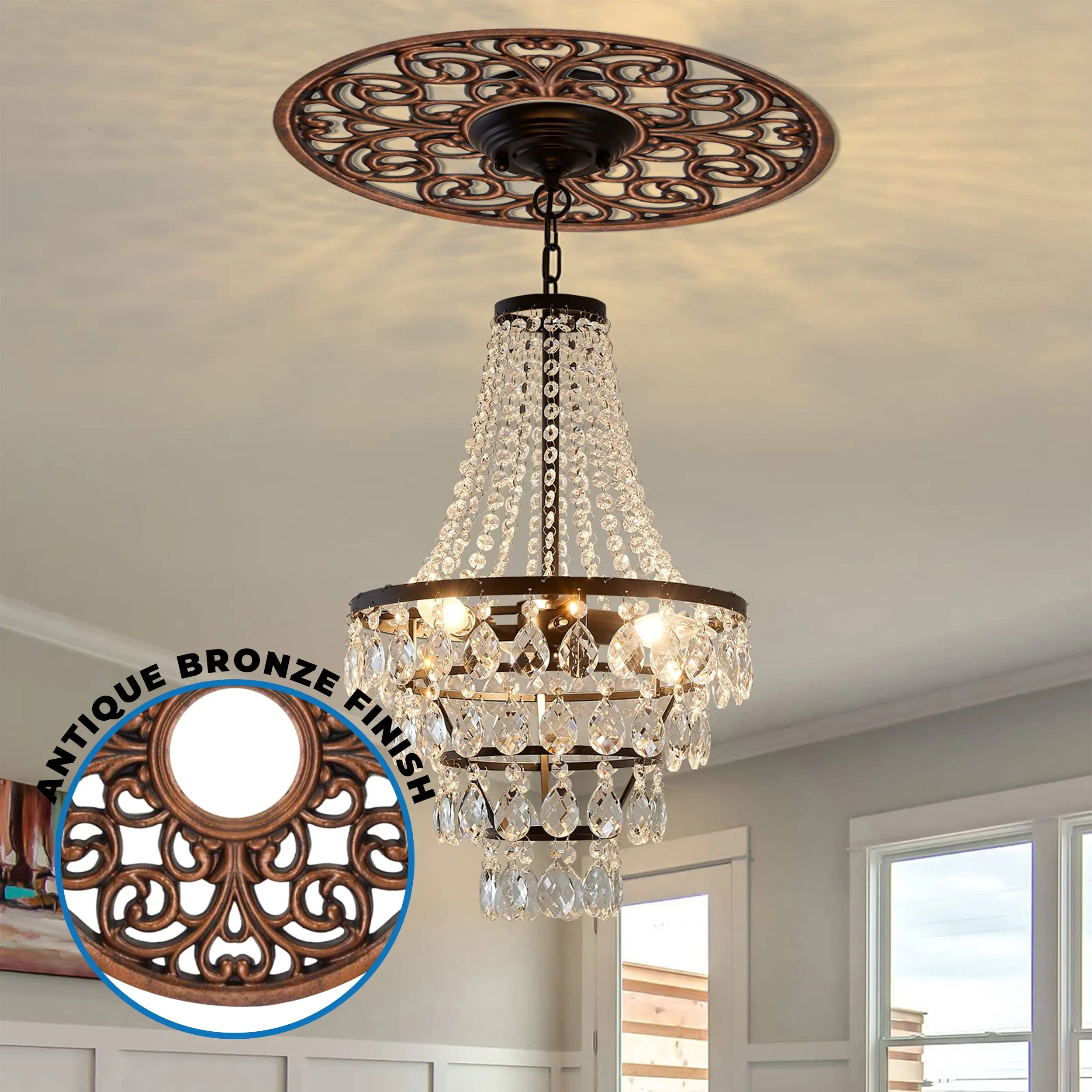 Westinghouse 7776400 Round Parisian Scroll Antique Bronze Finish Polyurethane Ceiling Medallion