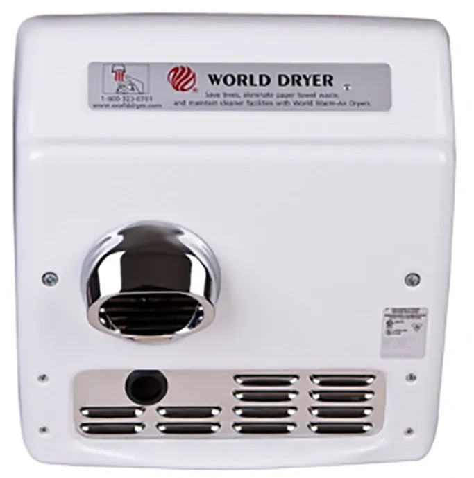 WORLD DRYER® XRA57-Q974 Model A Series Hand Dryer - Cast-Iron White Porcelain Automatic Recessed (277V)