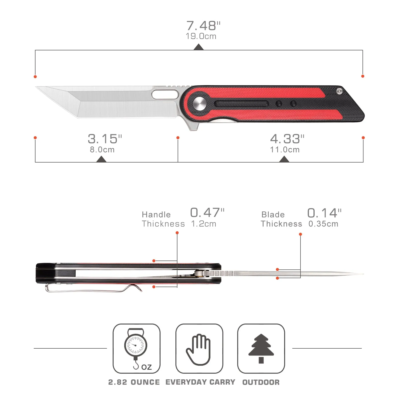 XTOUC Mini Small Folding Pocket Knife G10 Red Military Green Handle D2 Steel Camping Hiking EDC Knives XT02B